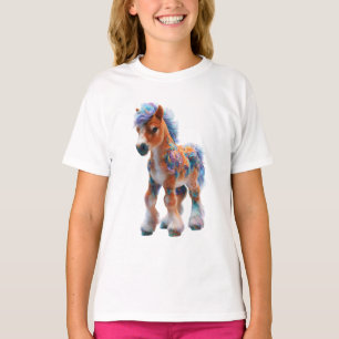 Camiseta Poni Fantasía de Algodón de Azúcar Arcoíris para N
