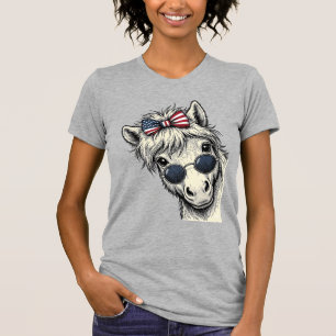 Camiseta Poni Patriótico Con Gafas De Sol Diseño Vectorial