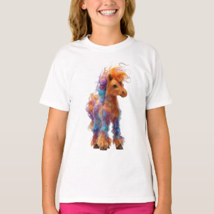 Camiseta Poni Peludo Llama Arcoíris Niños