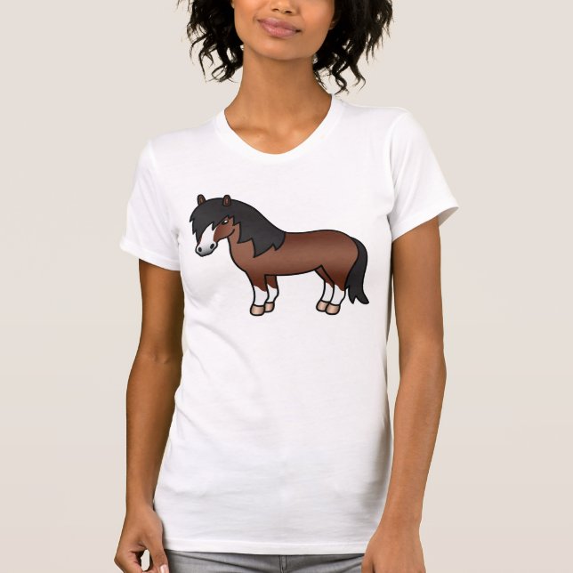 Camiseta Poni Shetland de dibujos animados marrón (Anverso)