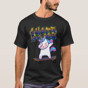 Camiseta Poniendo Unicornio En Skateboard Skateboard Graffi