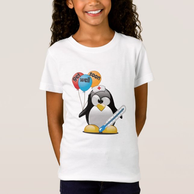 Camiseta Ponte bien pronto. Enfermera de pingüino. (Anverso)
