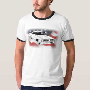 Camiseta Pontiac 1964 Bonneville sobre bandera de los