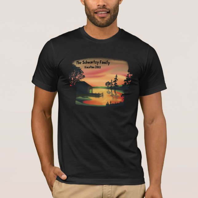 Camiseta Pontón de puesta de sol de laguna de época escapa  (Anverso)