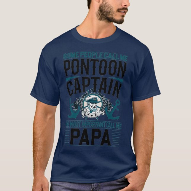 Camiseta Pontoon Captain Papa  Fathers Day (Anverso)