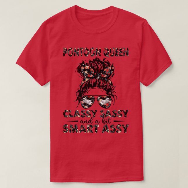 Camiseta Pontoon Queen Messy Bun elegante y elegante y un p (Diseño del anverso)