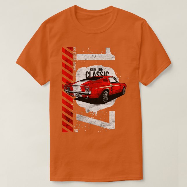 Camiseta Pony Mustang, Patriótico Estadounidense V8 Muscle  (Diseño del anverso)