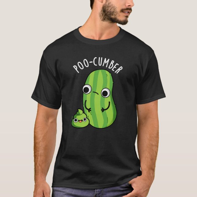 Camiseta Poo-cumber Funny Cucumber Pun Dark BG (Anverso)