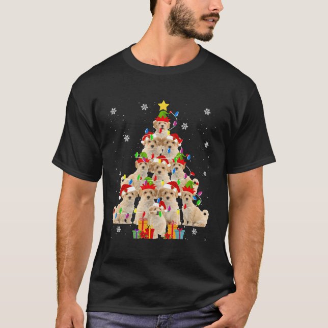Camiseta Poochon Christmas Tree Funny Santa Poochon Dog Xma (Anverso)