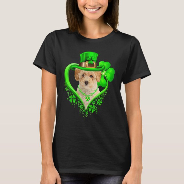 Camiseta Poochon Dog St Patricks Day Lover Irish Shamrock (Anverso)