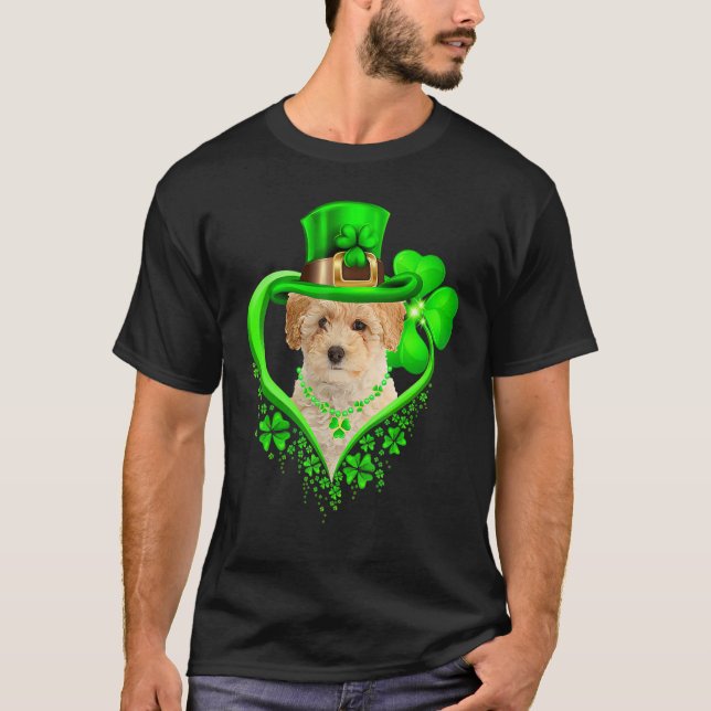 Camiseta Poochon Dog St Patricks Day Lover Irish Shamrock (Anverso)