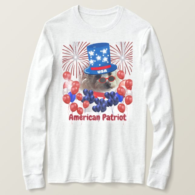 Camiseta Poodle American Patriot Long Sleeve T-Shirt (Anverso del diseño)