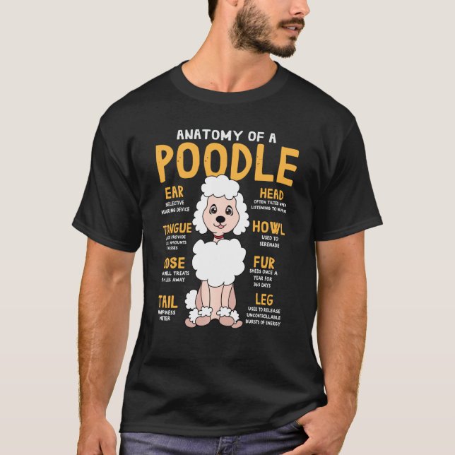 Camiseta Poodle Anatomy Funny Dog Mom Dad (Anverso)