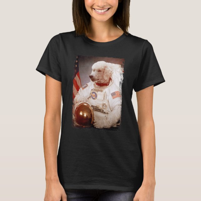 Camiseta Poodle Astronaut Moon Space Mission Animal Astrona (Anverso)