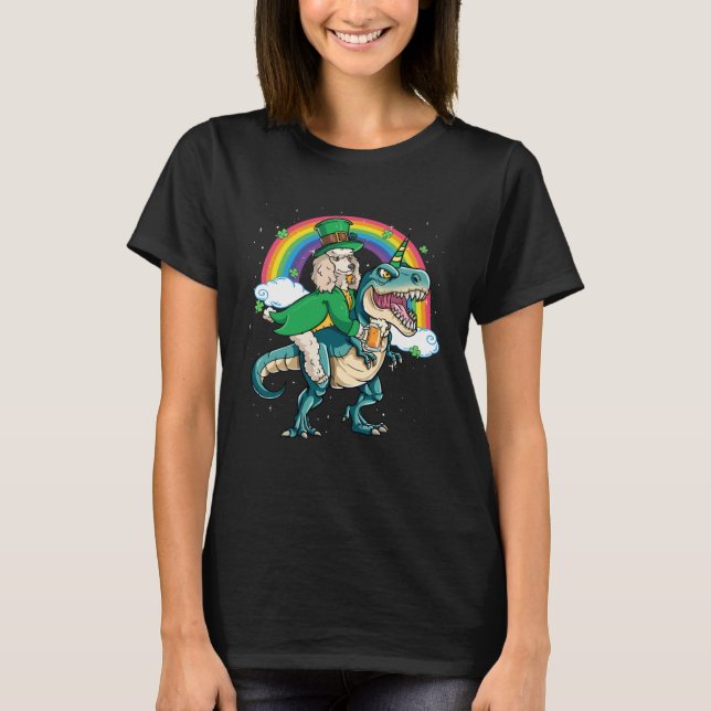 Camiseta Poodle Beer Dino Rex Horn Rainbow Dog (Anverso)