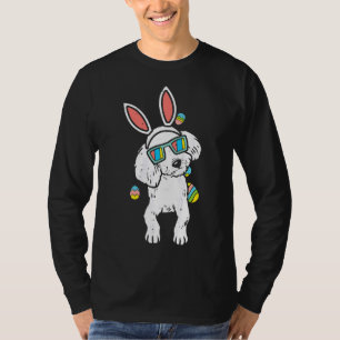 Camiseta Poodle Bunny Ears Glasses Easter Eggs