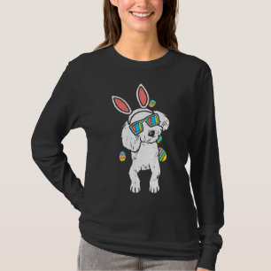 Camiseta Poodle Bunny Ears Glasses Easter Eggs
