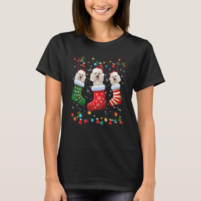 Camiseta Poodle Christmas Socks   Xmas Pajama Dog   (Anverso)