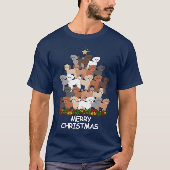 Camiseta Poodle Christmasree Merry Christmas friend (Anverso)