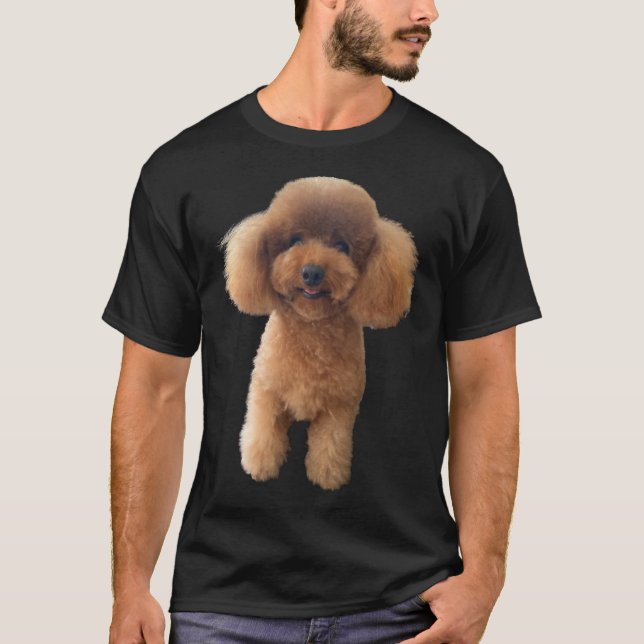 Camiseta Poodle Cute de marrón cachorro de cachorro de cani (Anverso)