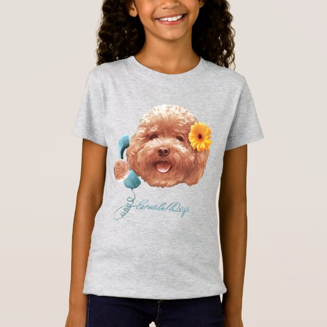 Camiseta Poodle de juguetes con flores y Ilustracion de tel (Anverso)