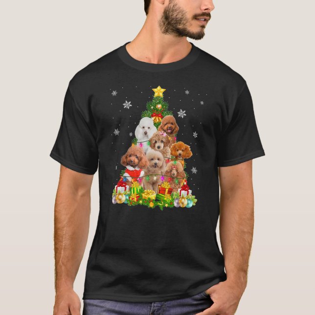 Camiseta Poodle Dog Christmas Tree Puppy Lover Xmas Gifts T (Anverso)