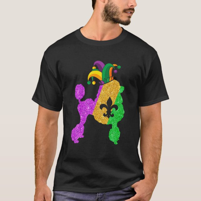 Camiseta Poodle Dog Dad Mom Lover Funny Mardi Gras Fiesta (Anverso)