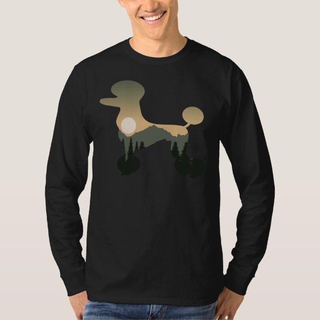 Camiseta Poodle Dog Forest Mountain Sunset (Anverso)