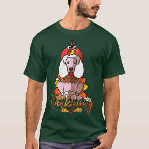 Camiseta Poodle Dog Greets Happy Thanksgiving Turkey Party 