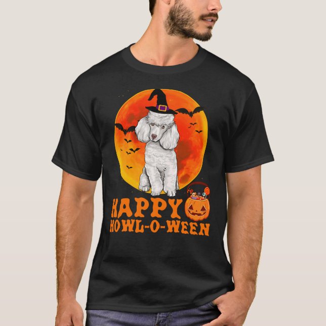 Camiseta Poodle Dog Halloween Happy Howl O Ween (Anverso)