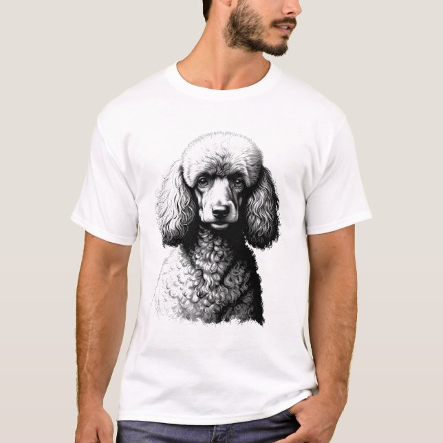 Camiseta Poodle Dog Head Sketch White T-Shirt (Anverso)