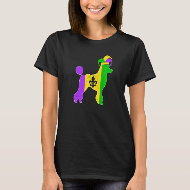 Camiseta Poodle Dog Mardi Gras Carnivals Funny Puppy Jester (Anverso)