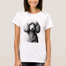 Camiseta Poodle Dog Sketch Art Women’s White Tee