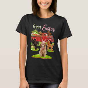 Camiseta Poodle Easter Day Riding Red Truck Love Bunny Egg