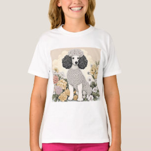 Camiseta Poodle en flores caprichosas