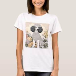 Camiseta Poodle en flores caprichosas