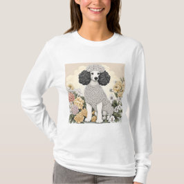 Camiseta Poodle en flores caprichosas