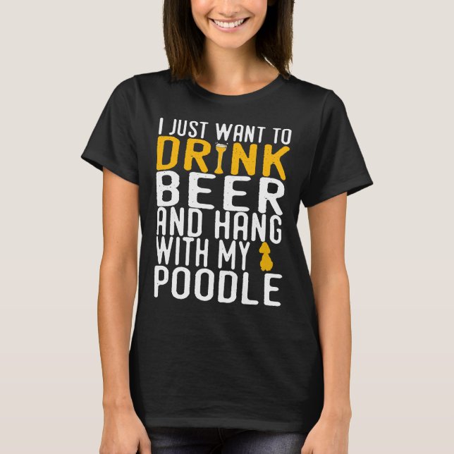 Camiseta Poodle Funny Dog Beer Aovers Gift (Anverso)