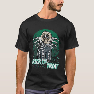 Camiseta Poodle Happy Halloween Disstume Skeleton Long Slee