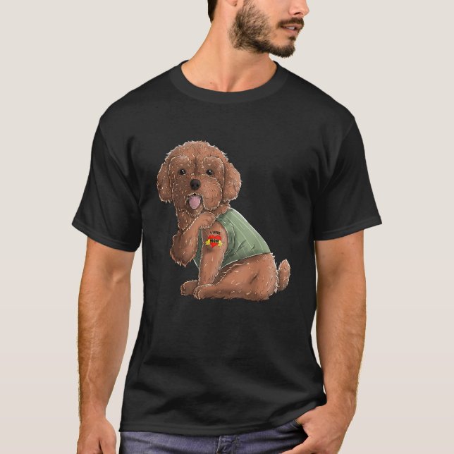 Camiseta Poodle I love Mom Tattoo Dog Shirny Funny Mothers  (Anverso)