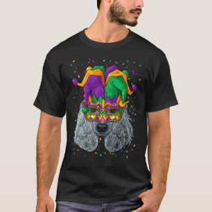 Camiseta Poodle Mardi Gras Dog Face Carnival Jester Festiva