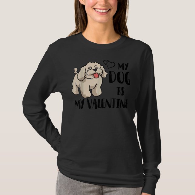 Camiseta Poodle My Dog is My Valentine Couples Match Val (Anverso)