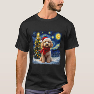 Camiseta Poodle Noche Estrellada Navidad Van Gogh Perro San