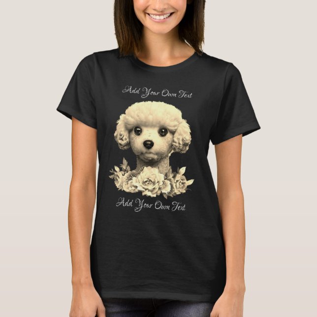 Camiseta Poodle personalizado con flores (Anverso)