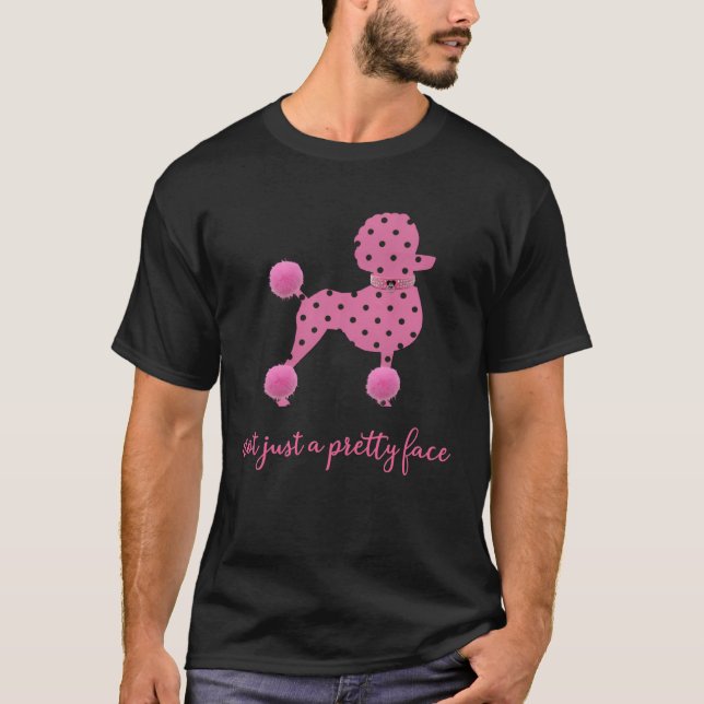 CAMISETA POODLE POLKA DOTS PINK POODLE BONITO FRONTAL PERRO (Anverso)