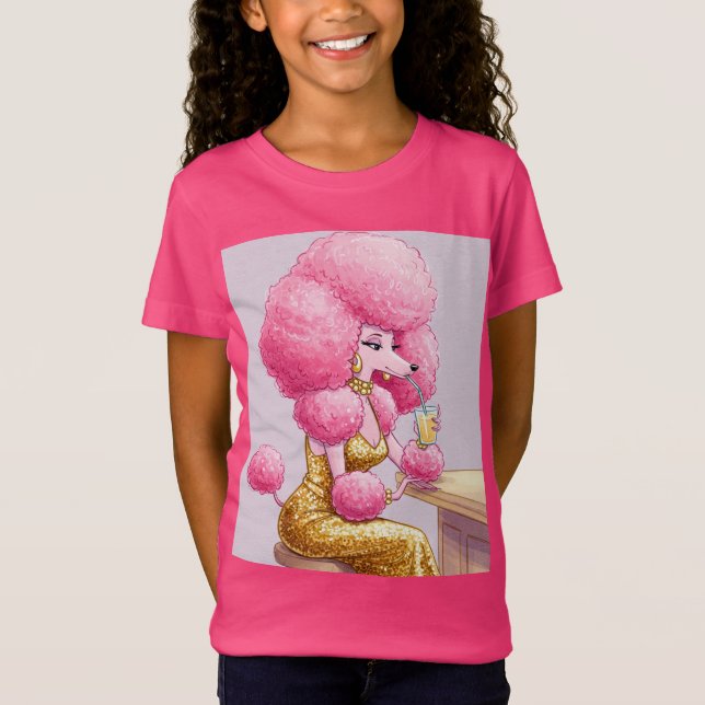 Camiseta Poodle rosa con vestido de noche, de Natasha Us (Anverso)