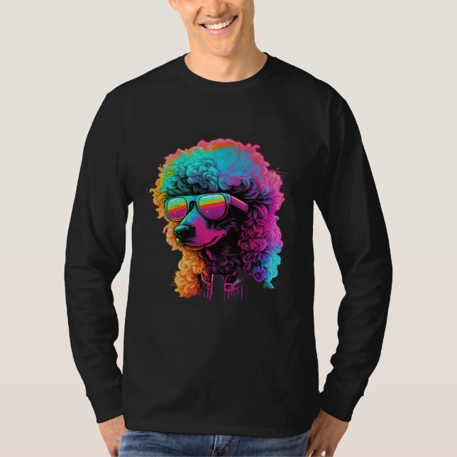 Camiseta Poodle s Retro Glitch Synthwave (Anverso)