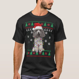 Camiseta Poodle Santa Christmas Tree Lights