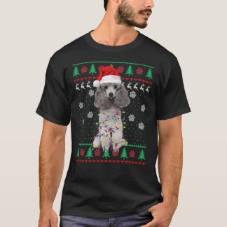 Camiseta Poodle Santa Christmas Tree Lights