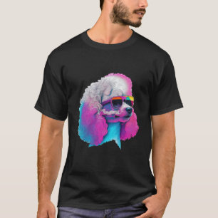 Camiseta Poodle Synthwave estética retro de los 80 2